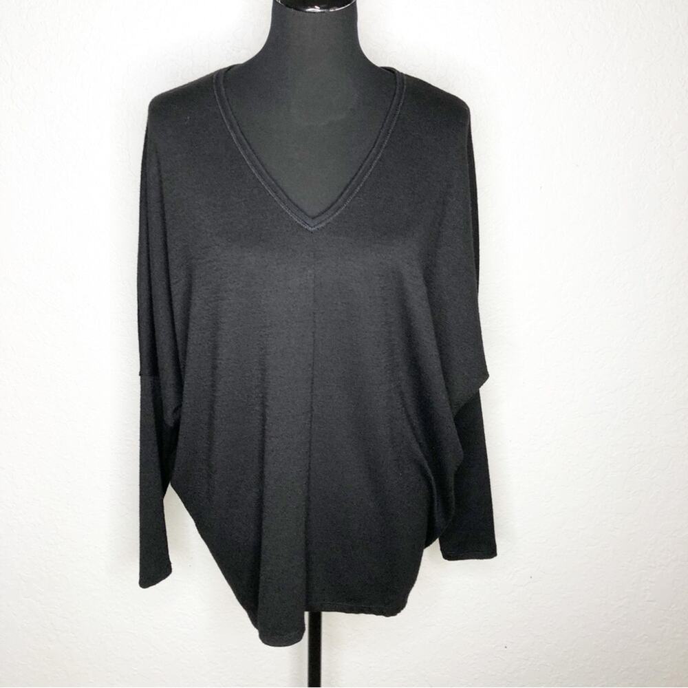 WHBM black dolman sleeve slouchy v neck knit top‎ size Medium
